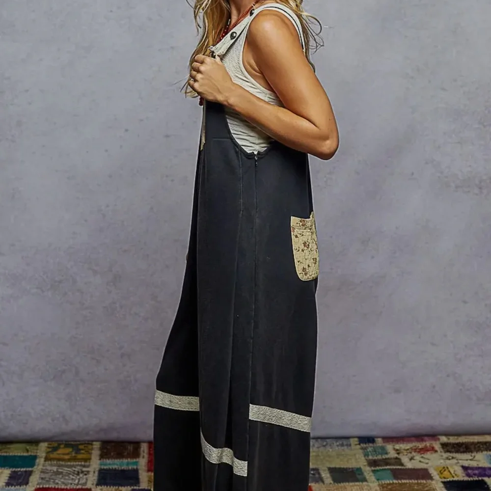 POL Two-Tone Black and Cream Jumpsuit - Picture 3 of 3